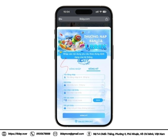 Hướng dẫn đăng ký 8Day 3 Điền thông tin để đăng ký 8Day