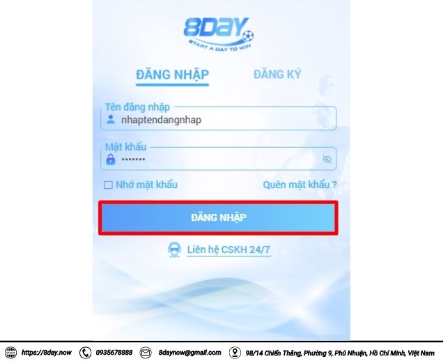 Hướng dẫn đăng nhập 8Day 4 dang nhap 8day 5