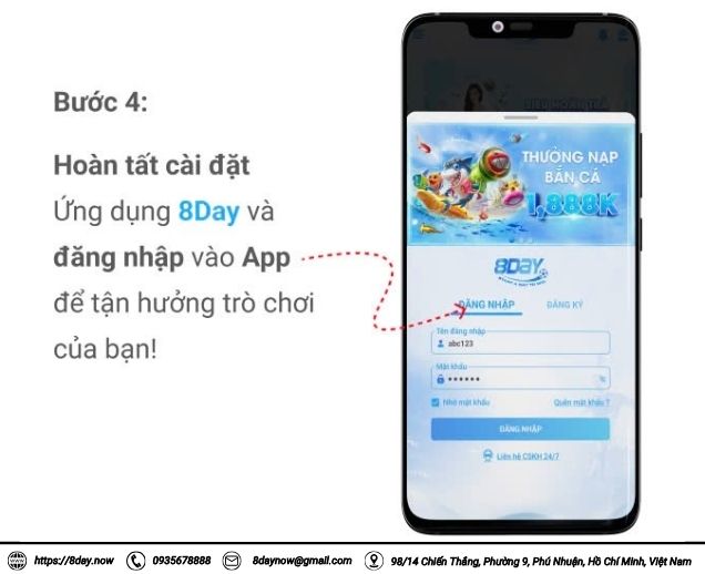 Hướng dẫn tải app 8Day 10 Hoàn tất và mở app 8Day